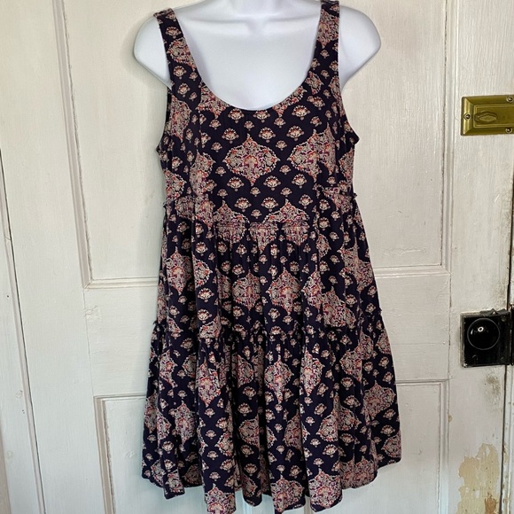 American Eagle Outfitters Boho Hippie Print Tiered Baby Doll Mini Dress Top - Picture 3 of 14